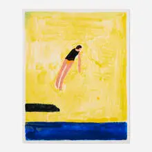New Diver by Katherine Bradford, 2021, archival pigment print with acrylic hand-embellishment on Hahnemühle Museum Etching, sold Jul 2023