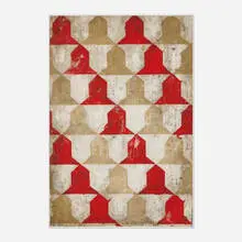 Whiting Tennis, Sample, 1995, oil and woodcut on paper mounted to board