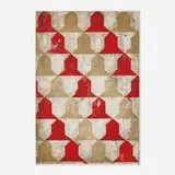 Whiting Tennis, Sample, 1995, oil and woodcut on paper mounted to board