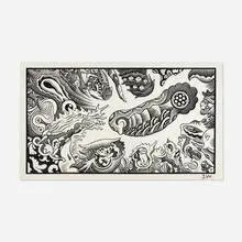 Jim Woodring, The Pig Went Down to the Harbor at Sunrise and Wept #9, 2016, acrylic ink on paper