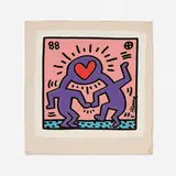 Keith Haring, Dr. Winkie wedding invitation, 1988, screenprint in colors on canvas