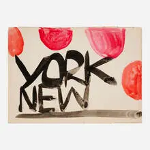New York by Eddie Martinez, watercolor and ink on paper, sold Jul 2023