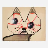 Eddie Martinez and Chuck Webster, Untitled (Cat), watercolor and ink on paper