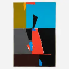 Untitled by Emerson Woelffer, 1978, collage on matboard, sold Apr 2023
