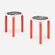 Untitled (Kiss), Stool 60, pair by Barbara Kruger, 2020, enameled wood, sold Apr 2023