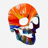 Skull Spin Painting by Damien Hirst, 2009, acrylic on paper, sold Apr 2023
