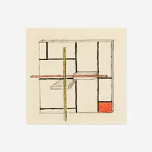 Untitled by Burgoyne Diller, c. 1950, colored pencil, ink, and graphite on paper, sold Apr 2023