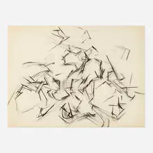 Abstract Composition by Mercedes Matter, charcoal on paper, sold Apr 2023