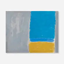 Blue, Yellow and Grey by James Lechay, gouache on paper, sold Apr 2023