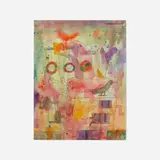 Two Perched Birds by Tobias Musicant, mixed media on canvas, sold Apr 2023