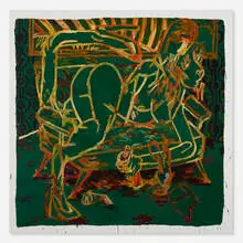 Alex Becerra, A Version in Green, 2015, oil on canvas