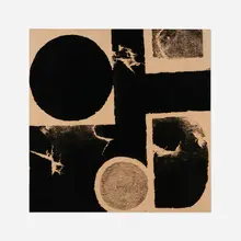 Chen Ting-Shih, The Boat Flying Around the Sun, 1966, cane fiber board relief print on paper