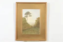 H. Shepherd, Landscape with River in Distance, Watercolor on paper