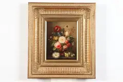 Williams, Floral and Fruit Still-Life, Oil on panel