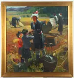 Taiwanese, Wheat Harvest, WHEAT HARVEST, oil on canvas