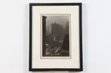Howard Benjamin, Down Town, Black and white photograph of city in smog.