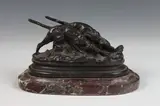 Hunting Dogs by Antoine-Louis Barye, Bronze, sold Feb 2021