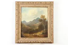 Untitled by Scottish School, AUTUMNAL HIGHLAND LANDSCAPE WITH STAG IN FOREGROUND, oil on board, sold Feb 2021