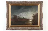 Sebastian Pether, Nocturnal Landscape with View of Windsor Castle, Oil on canvas