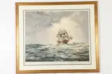 Montague Dawson Print, The Gallant Mayflower, Colored print on paper with blindstamp