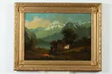 Adolf Peters, Mountain Landscape with Home, Oil on canvas