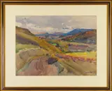 Untitled by Louis Agricol Montagné, Environs De Limoux, watercolor, 1950, signed lower right "Montagne" by Louis Montagne, sold Apr 2021