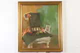 Gerald Wartofsky, Untitled, STILL LIFE WITH CHAIR AND TOY CARS, oil on board