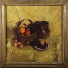 Elise Ford, Still-Life with Fruit in Basket, Oil on canvas