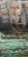 Frederique Domergue, Untitled, Oxidized zinc and bronze panel; fixed with wax
