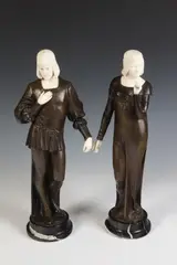 Albert Caasmann, Adeliges Paar (Pair), Bronze and ivory - Height: 15 1/2 in