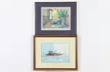 Kenneth Koskela, FANTASY SCENE and MISS MAGGIE: TWO WORKS, first; signed and dated 1990 lower left, Second; reproduction print