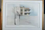 Richard Raines, Architectural Facades: Two Works, Colored lithograph