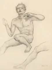 Allyn Cox, Study of Male Nude, Charcoal