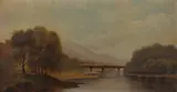 Bridge Over River by American School, BRIDGE OVER RIVER, oil on board, offered May 2021