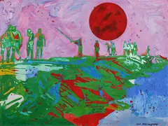 Jack Perlmutter, Under the Full Sun, Oil on board