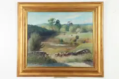 Guy Pène du Bois, Landscape Through Stream, Oil on canvas
