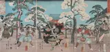 Utagawa Kuniyoshi and Ando Hiroshige, TAIRA NO KAGEKIYO AT THE TODAIJI TEMPLE, color woodblock, TAIRA NO KAGEKIYO AT THE TODAIJI TEMPLE, color woodblock, signed