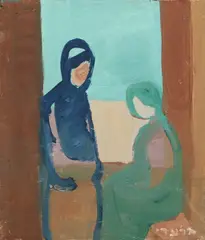 Aaron Giladi, Two Figures, Oil on canvas