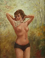 Anita Bouroff, Standing Female Nude, Oil on board
