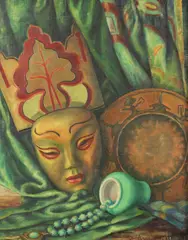 The Mask by Ruey H. Hardesty, Oil on canvas, sold May 2021