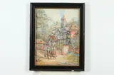 Continental School, Tudor Home, TUDOR HOME, watercolor