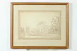 Continental School, PANORAMIC VIEW FROM VERANDA and CASTLE: TWO WORKS, PANORAMIC VIEW FROM VERANDA and CASTLE: TWO WORKS, watercolor