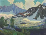 Edith Stevens, Mountains in Snow, Oil on canvas
