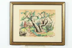 Chaim Gross, Walkway to Red House, Watercolor