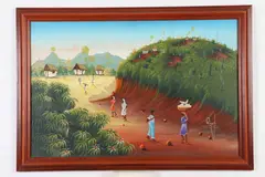Haitian School, Mountain Village, MOUNTAIN VILLAGE, oil on canvas