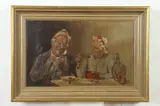 Elderly Couple at Table by Continental School, ELDERLY COUPLE AT TABLE, oil on canvas in "as is" condition., sold Jun 2021