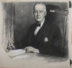 J. J. Wauk, Al Smith, Charcoal and white chalk on paper