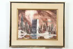 Robert Lebrun, Cityscape, Oil on canvas