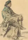 Lucien Jonas, Ww1 French Soldier, Charcoal and watercolor