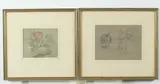 English School, STUDY OF GIRL AND DOG and PORTRAIT STUDY OF CHILDREN: TWO WORKS, first; Charles West Cope and second; Thomas Tudor, Pencil studies